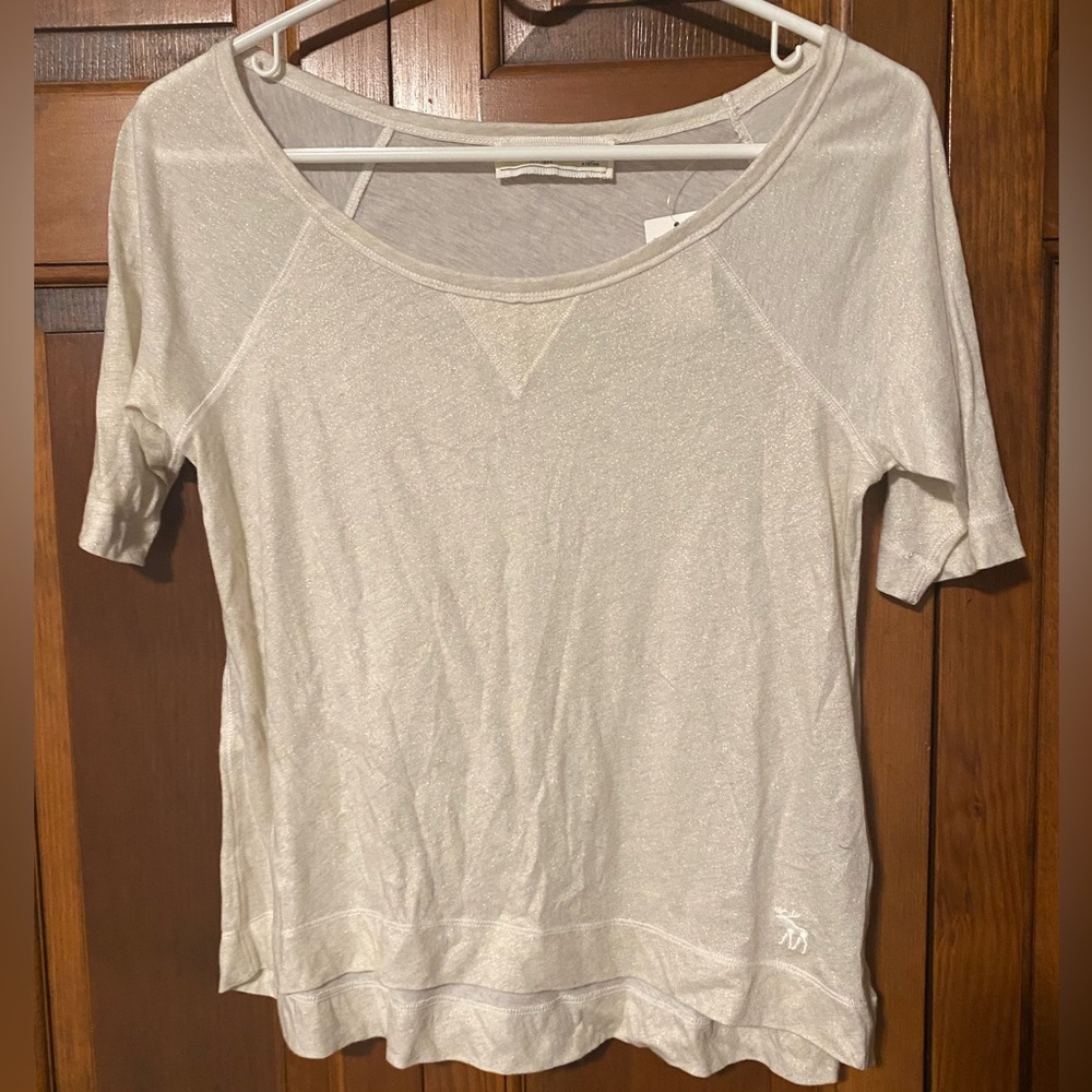 Abercrombie & Fitch Elegant Cream with Gold Sparkle Women's Top